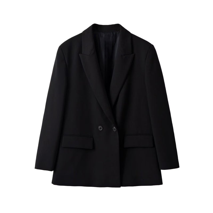 Damen Longline-Blazer mit verlängertem Schnitt, Doppelknopf und Pattentaschen Drune