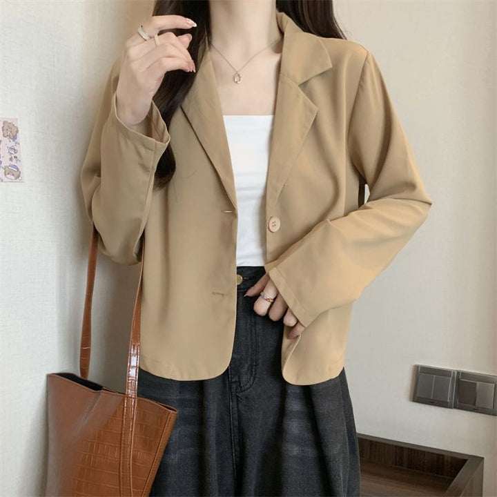 Damen modische Kurzjacke mit eleganter Knopf-Ausschnitt Drune