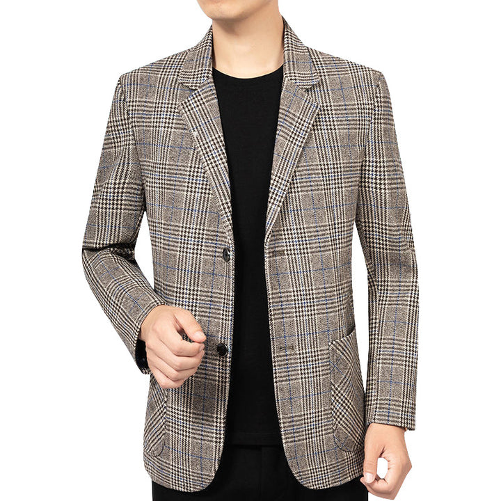 Herren Glencheck-Sakko Slim Fit aus Wollmischung mit dezentem Overcheck Drune