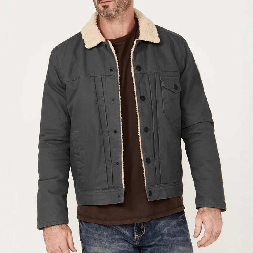 Herren gemusterte Baumwolljacke mit Fleecefutter Drune