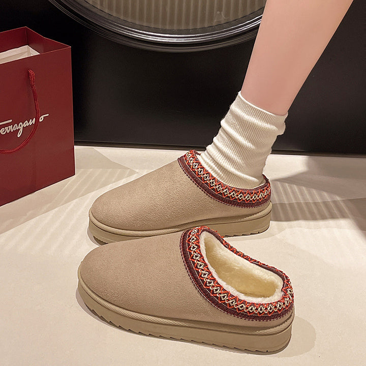 Damen Gefütterte Slipper‑Mules mit Teddyfutter und geflochtenem Saum Drune