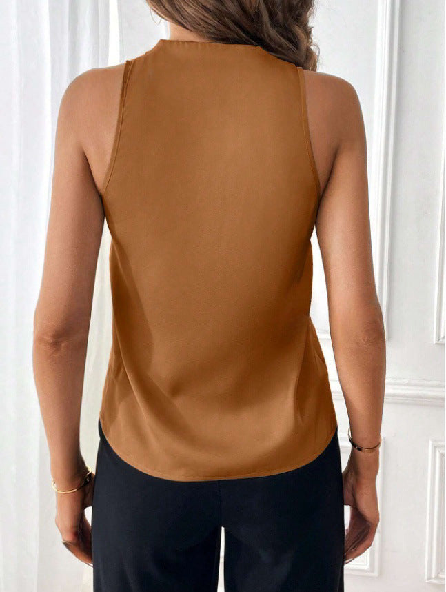 Damen Satin-Cami-Top mit tiefem V-Ausschnitt und elegantem Fall Drune