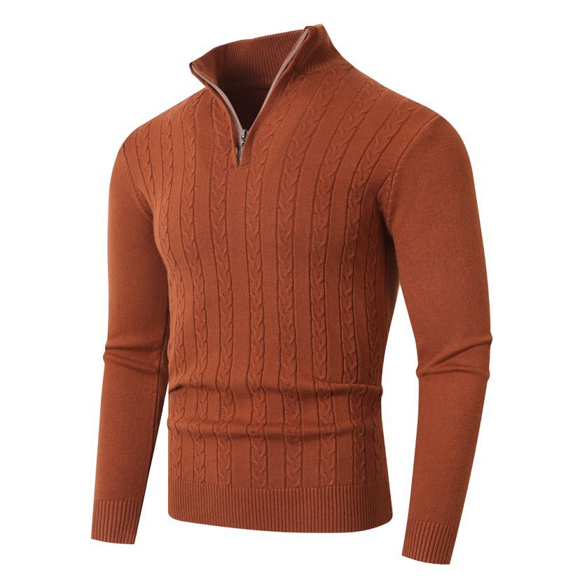 Herren stylischer Strickpullover mit hohem Stehkragen und durchgehendem Reißverschluss Drune