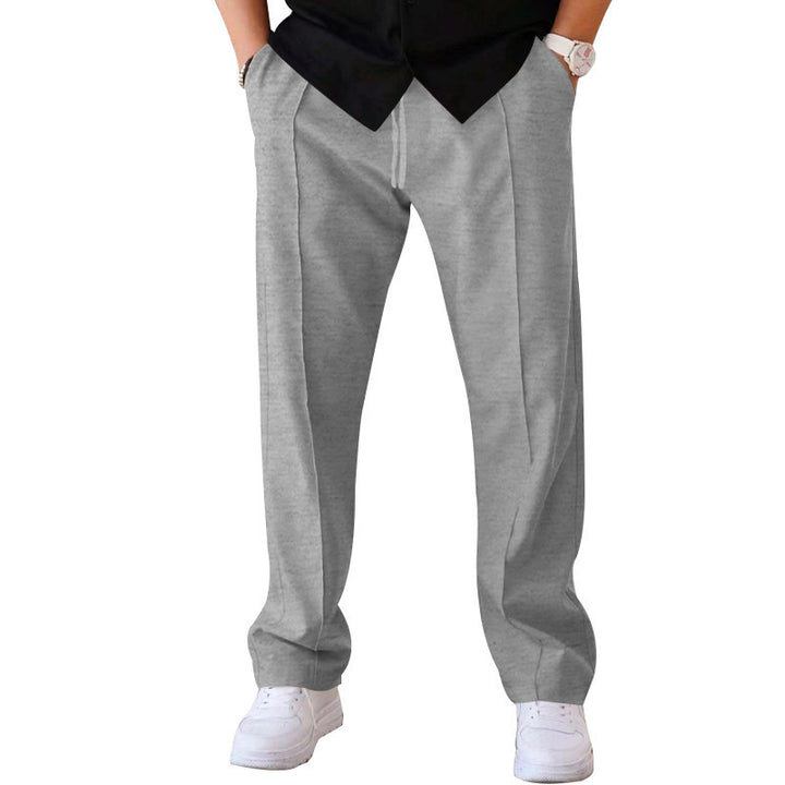 Herren Gerade geschnittene Freizeit-Hose mit Bundzug, Bügelfalte und Eingrifftaschen Drune