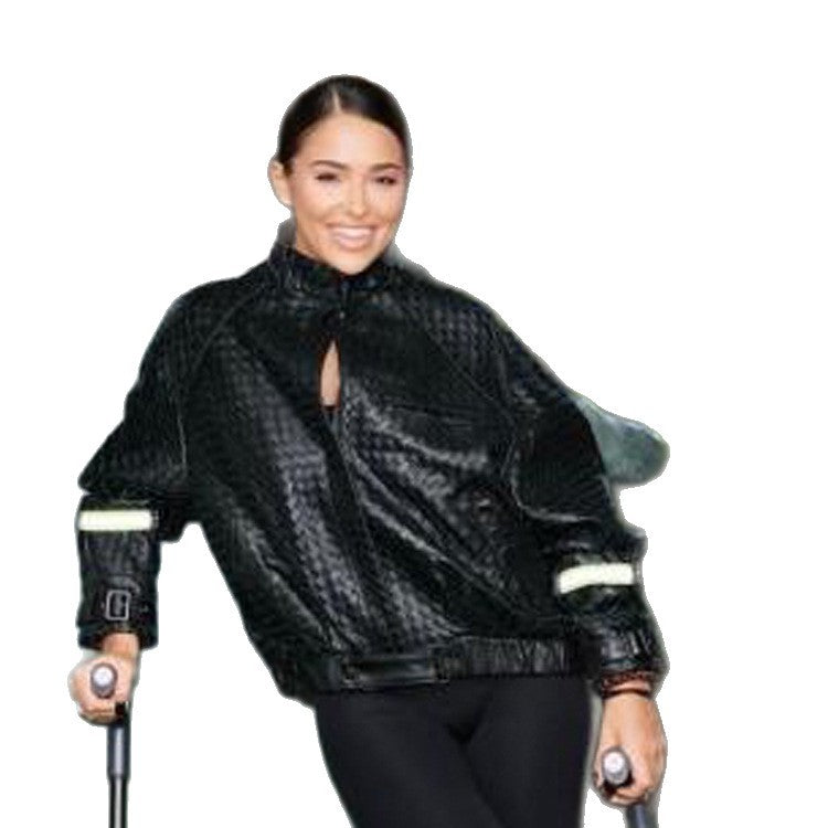 Damen Boxy-Outdoor-Bomberjacke mit hohem Kragen und reflektierenden Bündchen Drune