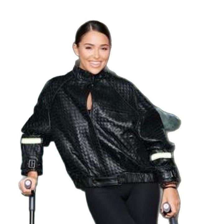 Damen Boxy-Outdoor-Bomberjacke mit hohem Kragen und reflektierenden Bündchen Drune