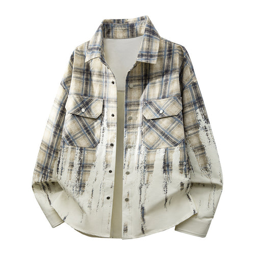 Herren Modische Karo Hemdjacke Drune