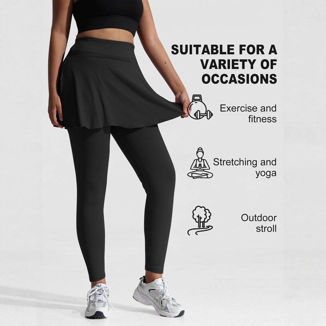 Damen Thermal-Leggings mit integriertem Sportrock und Fleece-Futter Drune