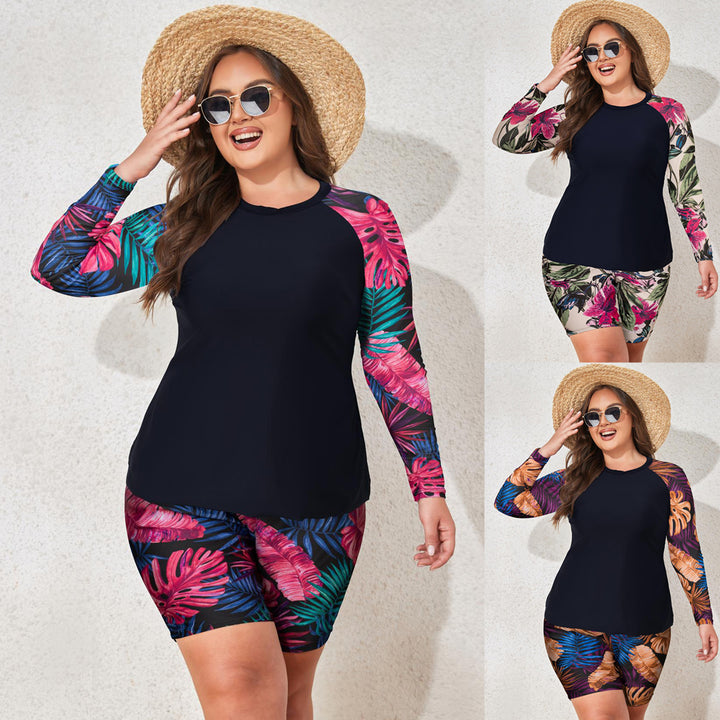 Damen UV-Schutz Badeanzug-Set mit ärmellosem Oberteil und kurzen Hosen Drune