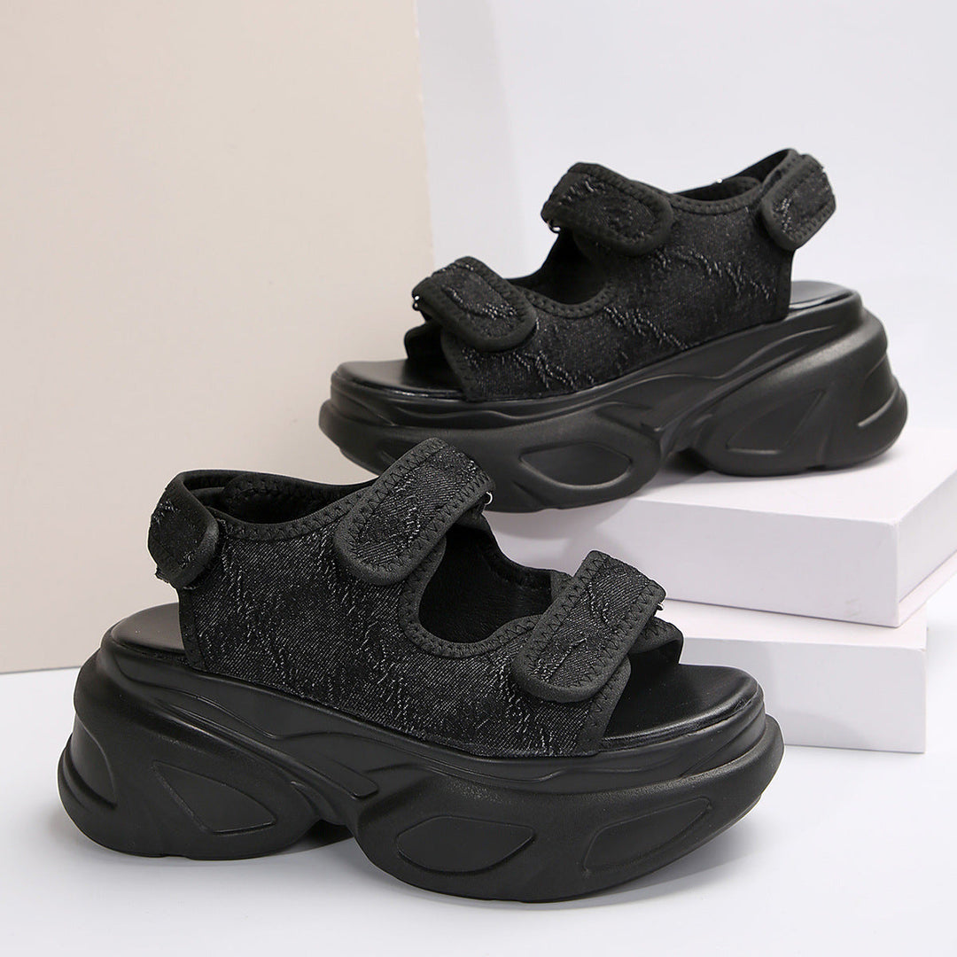 Damen Plateau-Sandalen mit verziertem Riemen und komfortabler Sohle Drune