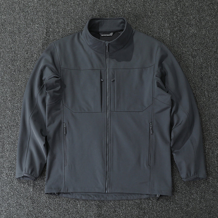 Herren Technische Softshelljacke mit Stehkragen und verdeckten Reißverschlusstaschen Drune