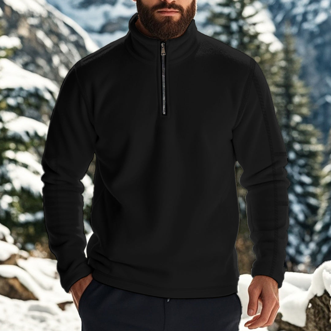 Herren kuscheliger Fleece-Pullover mit half-Zip und hohem Kragen Drune