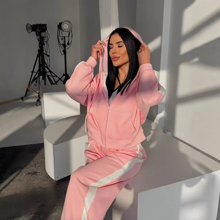 Damen sportliches Freizeit-Set mit modernem Hoodie und bequemer Jogginghose Drune
