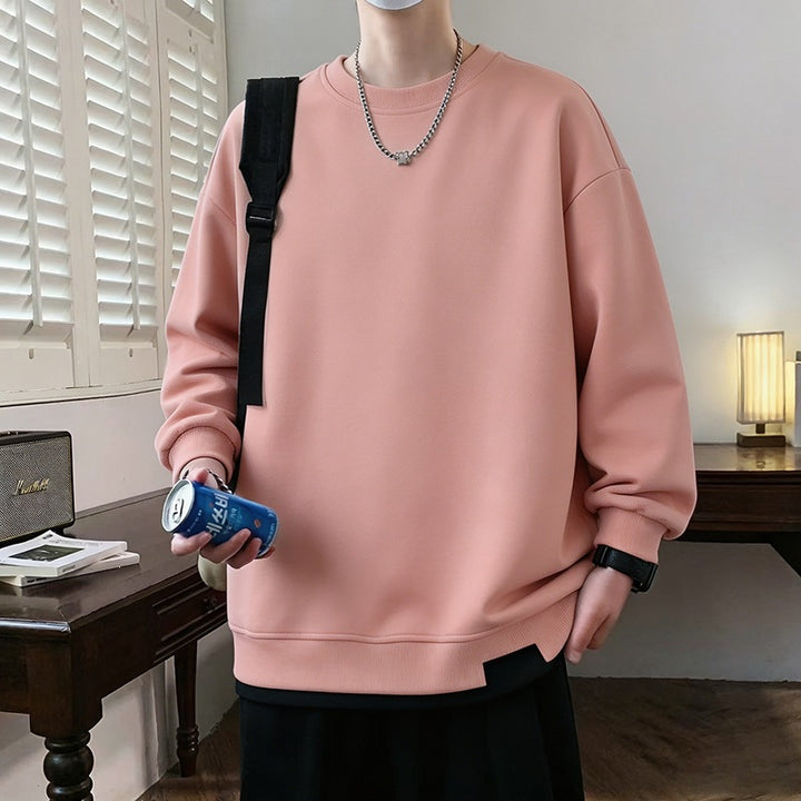 Herren Oversize‑Sweatshirt mit kontrastierenden Ärmeln, Rundhalsausschnitt & Labelpatch Drune
