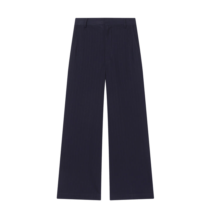 Damen nan taillierte Bundfalten-Hose mit weitem Bein, Bügelfalte und Eingrifftaschen Drune