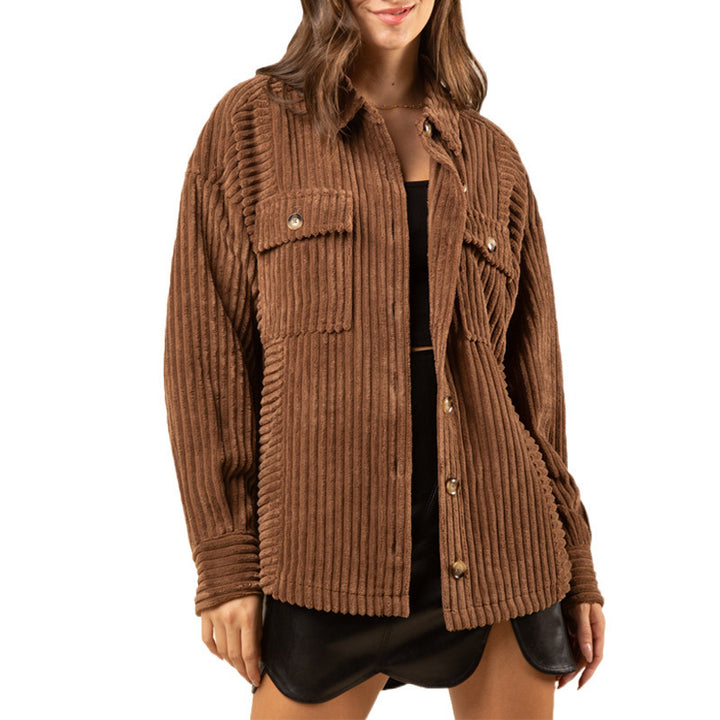 Damen lässige Cordjacke mit praktischen Taschen Drune