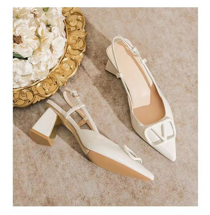 Damen Slingback Pumps mit dekorativen Metallakzenten und komfortablem Blockabsatz Drune