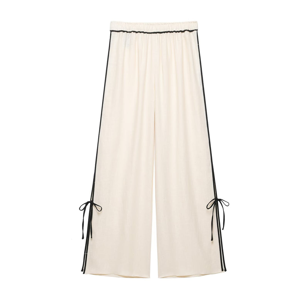 Damen Oversize-Tunika mit V-Ausschnitt, Reverskragen und seitlichen Bändchen-Details Drune
