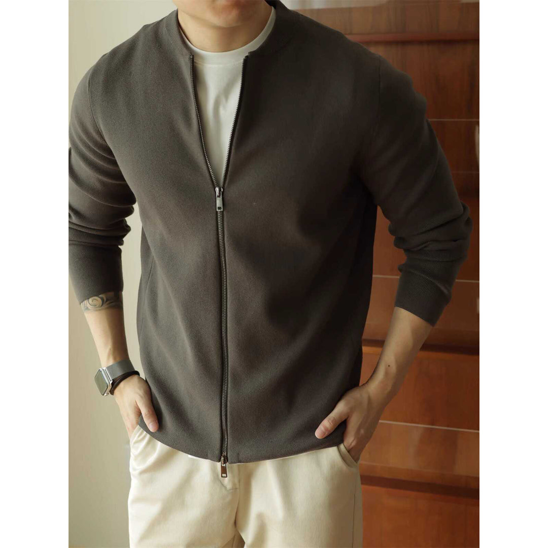 Herren Elegante Strickjacke mit durchgehendem Reißverschluss Drune
