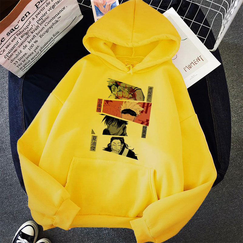 Damen nan Oversize Kapuzenpullover mit Manga-Frontprint und Kängurutasche Drune
