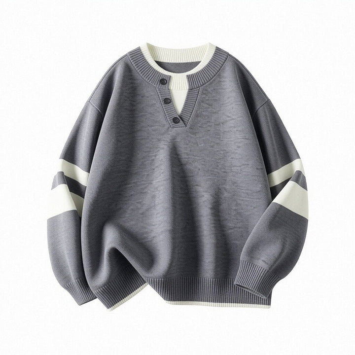 Damen Sportlicher Oversize-Pullover mit Knopfleiste Drune