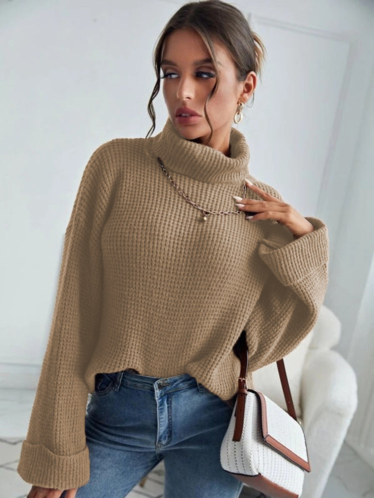 Damen Pullover mit hohem Kragen und strukturiertem Design Drune