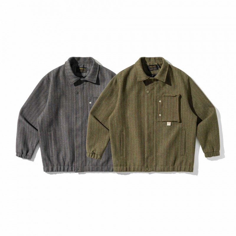 Herren Kastenförmige Overshirt‑Jacke aus Wollmix mit aufgesetzter Brusttasche Drune