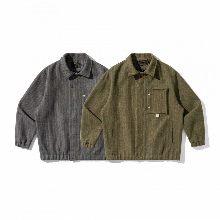 Herren Kastenförmige Overshirt‑Jacke aus Wollmix mit aufgesetzter Brusttasche Drune