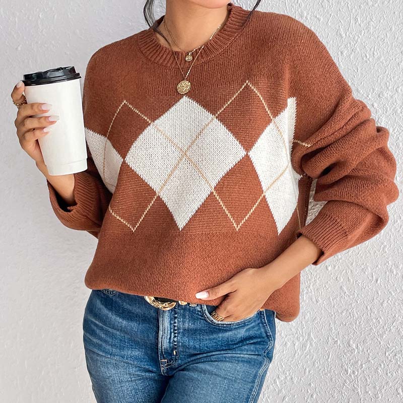 Drune | Geometrischer Strickpullover Mit Farbkontrasten