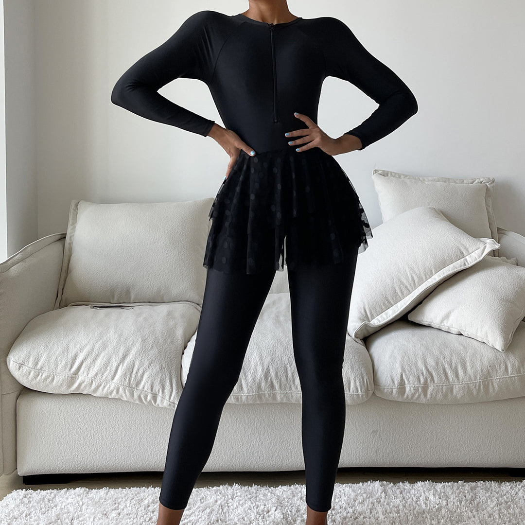 Damen Sportlicher Schwimmanzug mit schwingendem Rock Drune
