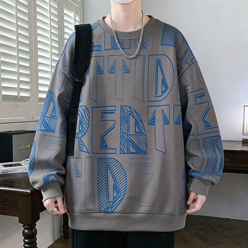 Herren Oversized-Sweatshirt mit großflächigem Lettering-Print und geripptem Saum Drune