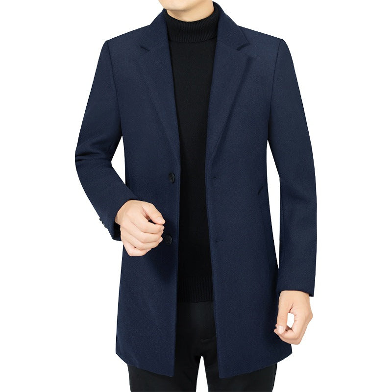 Herren Eleganter taillierter Wollmix-Mantel mit Notch-Revers und Zweiknopfverschluss Drune
