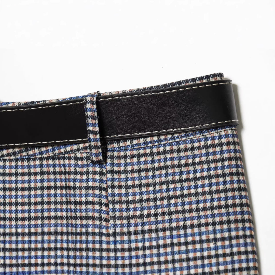 Damen A-Linien Midirock mit hoher Taille und Gürtel Drune