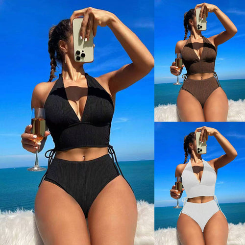 Damen Bikini-Set mit verstellbarem Halterneck und hohem Beinausschnitt Drune