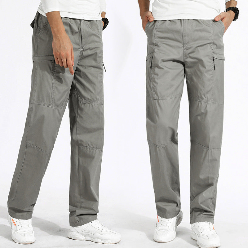 Damen lockere Cargo-Hose mit elastischem Bund, Mehrfachtaschen und Knieabnähern Drune