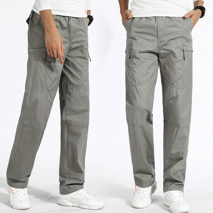 Damen lockere Cargo-Hose mit elastischem Bund, Mehrfachtaschen und Knieabnähern Drune