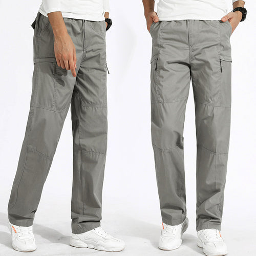 Damen lockere Cargo-Hose mit elastischem Bund, Mehrfachtaschen und Knieabnähern Drune