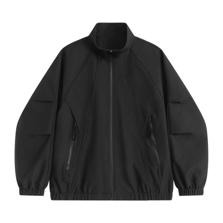 Herren Technische Oversize-Softshell-Trainingsjacke mit Stehkragen, ergonomischen Teilungsnähten & wasserabweisender Beschichtung Drune
