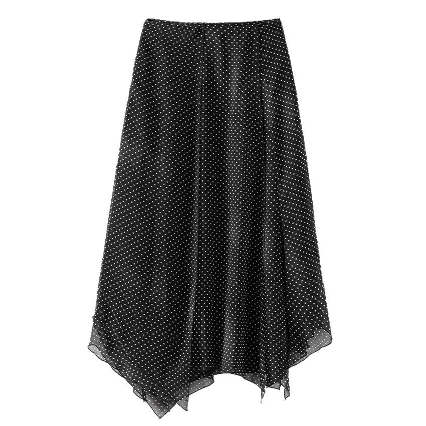 Damen Luftige Polka‑Dot Schlaufenbluse mit Schleifenkragen, Plissée‑Vorderteil und Manschettenärmel Drune