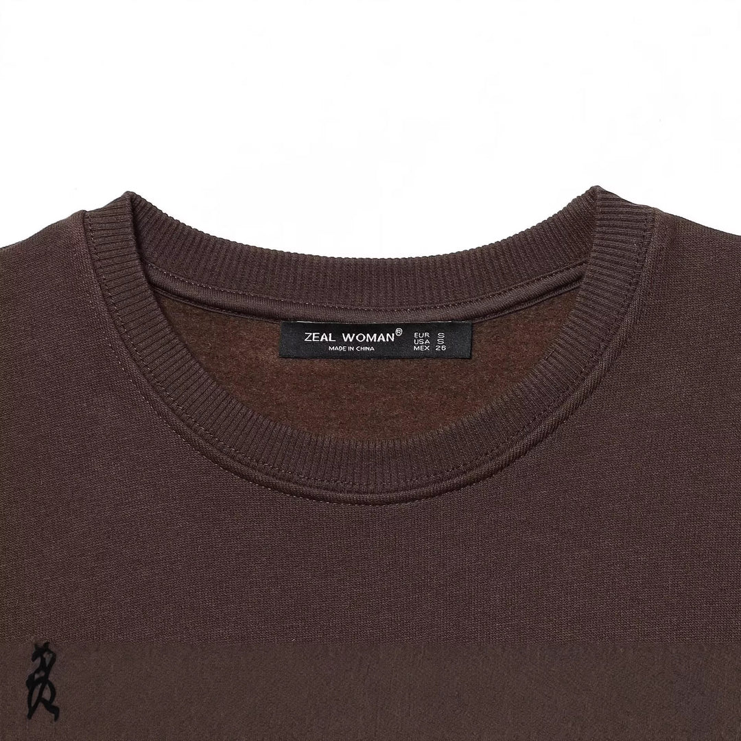Damen weiter Sweatshirt mit dreidimensionaler Schleifen-Applikation und Rippbündchen Drune