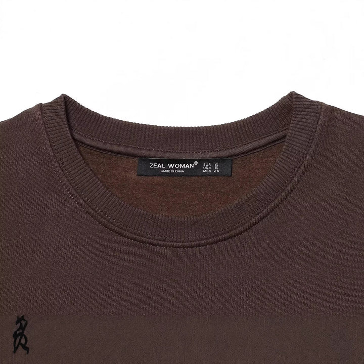 Damen weiter Sweatshirt mit dreidimensionaler Schleifen-Applikation und Rippbündchen Drune