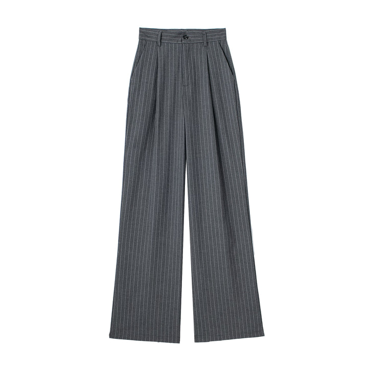 Damen Weite Highwaist-Bundfaltenhose mit Bügelfalte und seitlichen Eingrifftaschen Drune