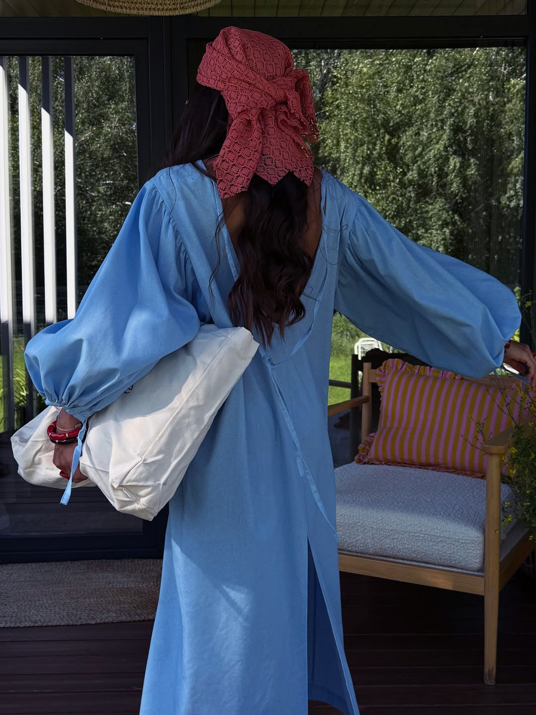 Damen Midikleid mit voluminösen Puffärmeln und elegantem Schnitt Drune