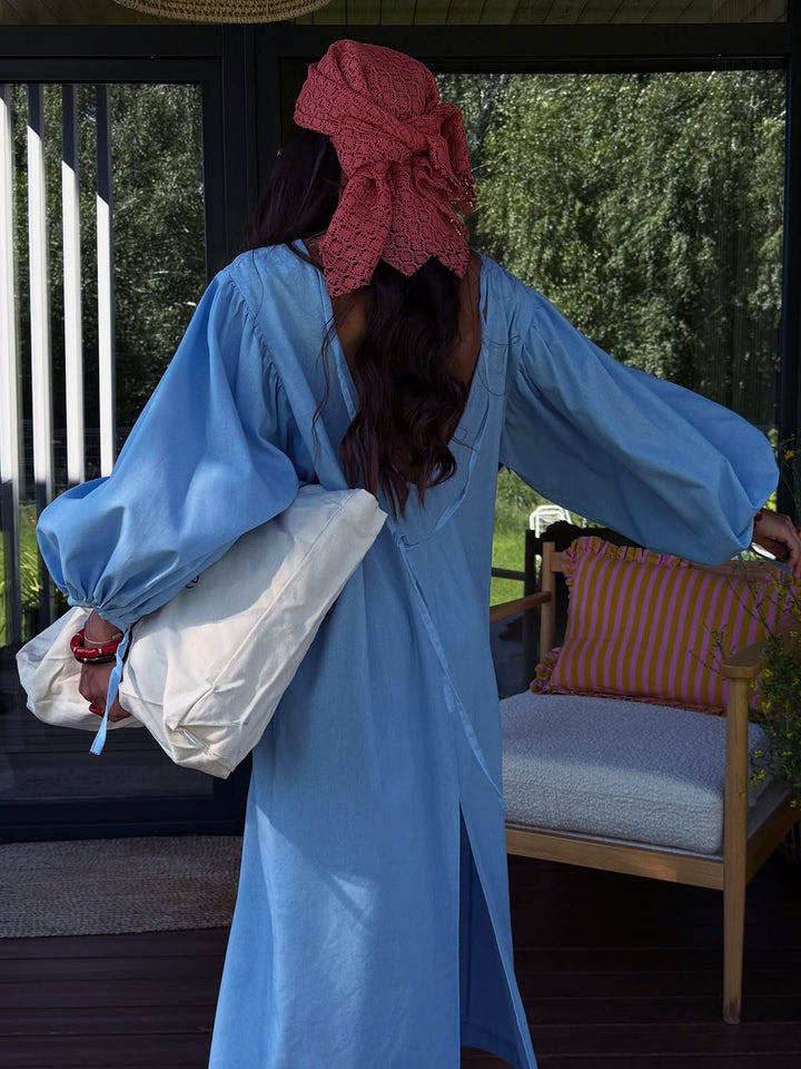 Damen Midikleid mit voluminösen Puffärmeln und elegantem Schnitt Drune