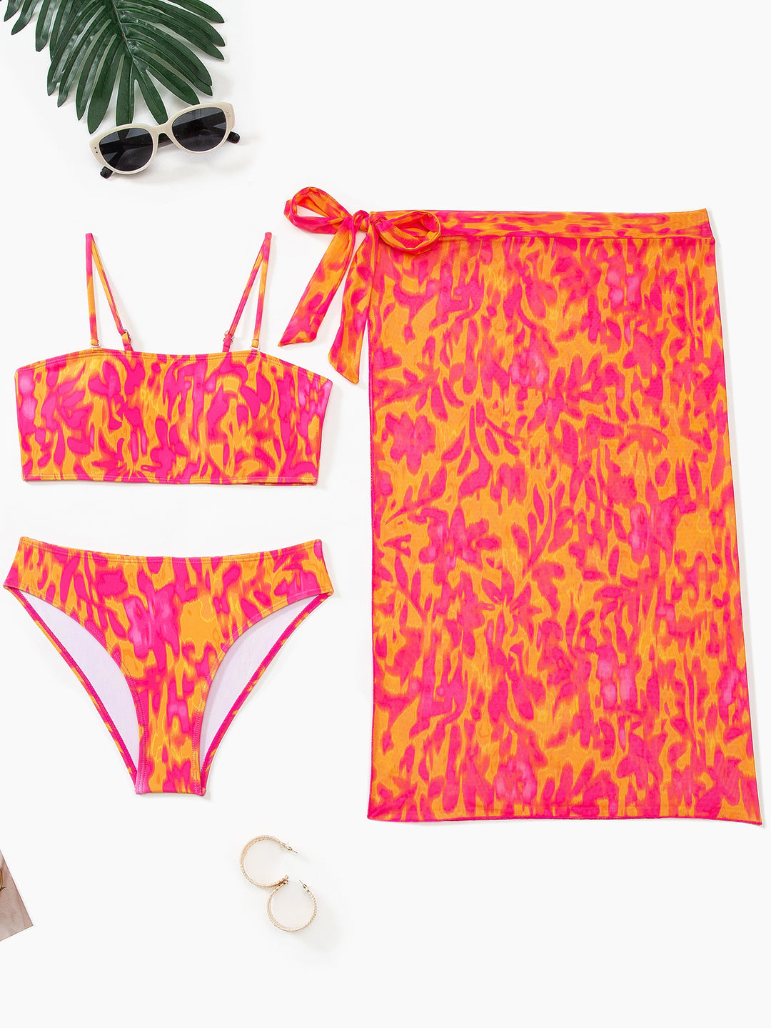 Damen Bikini-Set mit modischem Bandeau-Oberteil und hoch geschnittenen Bottoms Drune