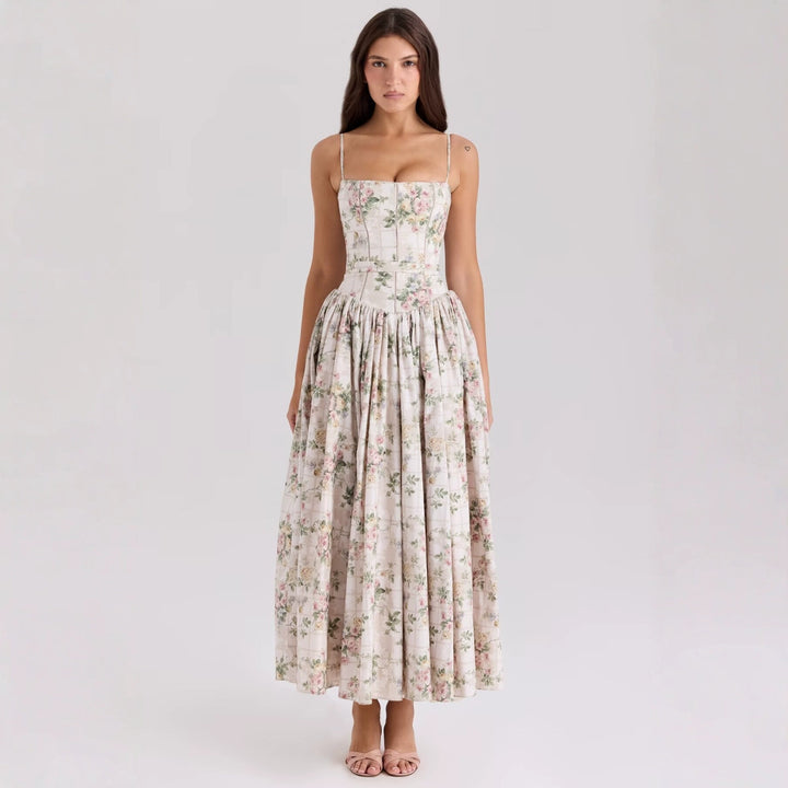 Damen Maxikleid mit floralen Stickereien und luftiger Silhouette Drune