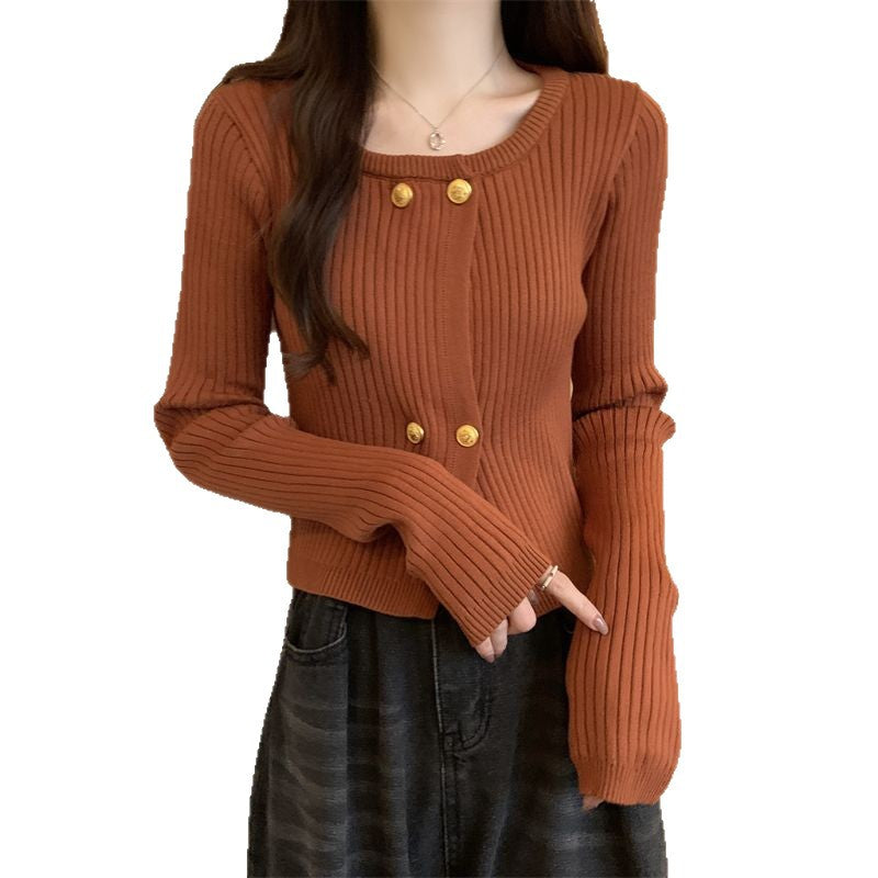Damen Knitted Cardigan mit dekorativen Knopfdetails Drune