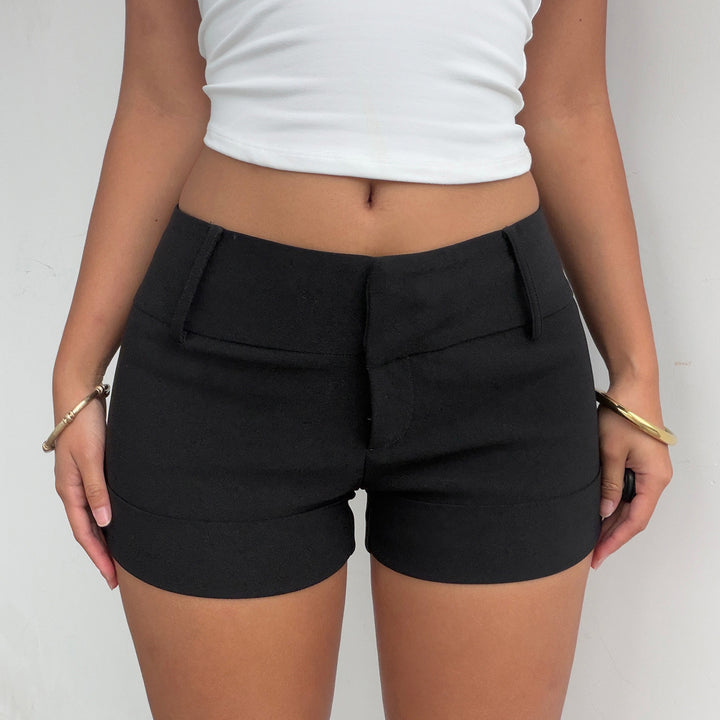 Damen stylische Shorts mit komfortablem hohen Bund und umgeschlagenem Saum Drune