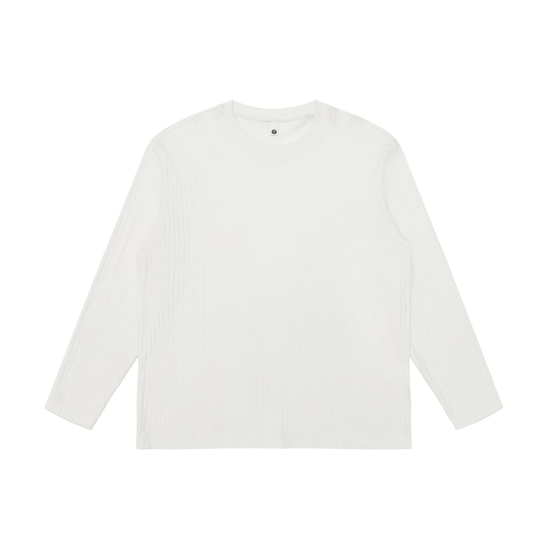 Unisex Fein geripptes Langarmshirt mit Rundhalsausschnitt und leichter Oversize-Silhouette Drune