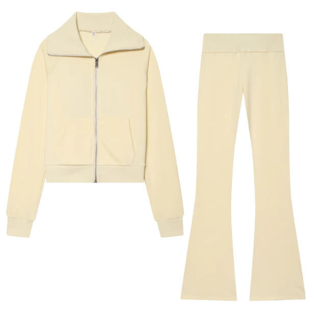 Damen 600+ hochtaillierte ausgestellte Jersey‑Hose mit Stretchbund Drune